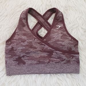 Gymshark Camo Seamless Sports Bra Berry Red Large